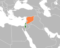 Map indicating locations of إسرائيل and سوريا