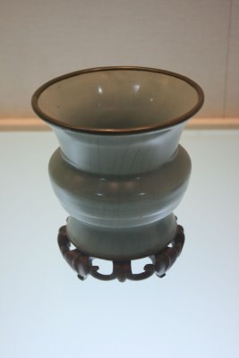 Photograph of a gray-blue porcelain vase.