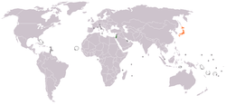 Map indicating locations of فلسطين and اليابان