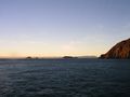 View from Cape Koamaru of the Brothers Islands with Wellington west coast on the horizon