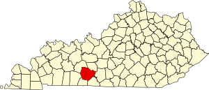 Map of Kentucky highlighting Warren County