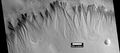 Gullies on wall of crater, as seen by HiRISE under HiWish program Location is the Mare Acidalium quadrangle.