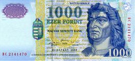 ماتياس على ورقة نقدية فئة 1000 فورنت.