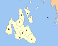 Location of مقاطعة كفالونيا بلديات المحافظة