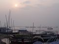 The Triveni confluence، of the Ganges and the Yamuna، in الله أباد، Uttar Pradesh.