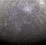 The bright pockmark in the upper half of the image is a 50-mile-wide crater called Debussy. (Craters on Mercury are named after artists, musicians and writers.)