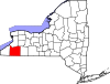 State map highlighting Cattaraugus County