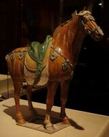 A sancai glazed horse tomb figure excavated from Xi'an