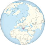 Map showing Greece in an orthographic projection