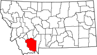 Map of Montana highlighting ماديسون