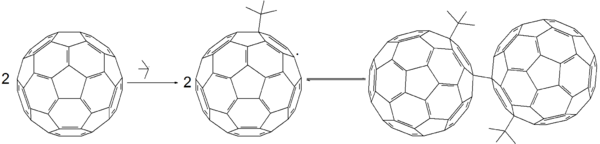 Free radical reaction of fullerene with tert-butyl radical.png