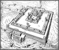 The Visionary Ezekiel Temple plan drawn by the 19th-century French architect and Bible scholar Charles Chipiez.