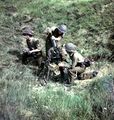 A Canadian mortar team in action in فرنسا, 1944.
