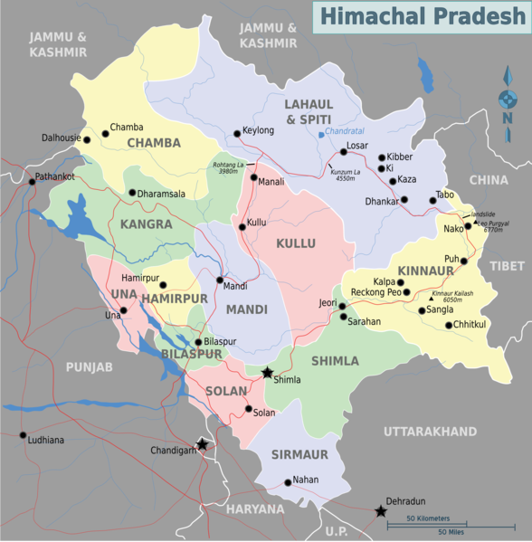 ملف:Map of Himachal Pradesh.png