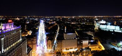Madrid skyline at night