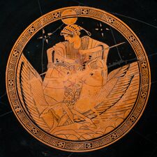 Selene, flying a two-horse chariot