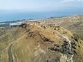 תצלום אוויר ממזרח של ההר המשקיף על קיבוץ עין גב והכנרת, מאי 2017