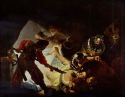 شمشون يصاب بالعمى، 1636، التي أعطاها رمبرانت إلى هويغنز
