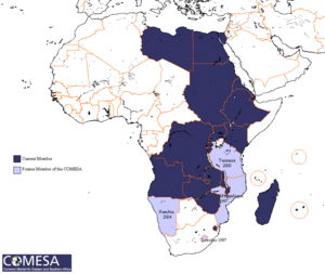 Location of السوق المشتركة لأفريقيا الشرقية والجنوبية Common Market for Eastern and Southern Africa Marché commun de l'Afrique orientale et australe Mercado Comum da África Oriental e Austral