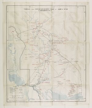 خريطة عربستان عام 1924، توضح القبائل والطرق الرئيسية.