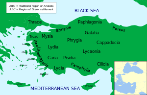Location of Cappadocia in Anatolia