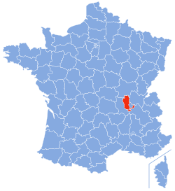Location of Rhône (excluding the Lyon Metropolis) in France