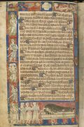 Cannon and cannon-shooters from the page from About the Secrets of Secrets manuscript by Pseudo-Aristotle, 1320s