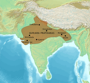 Map of the Gurjara-Pratiharas (circa 800-950 CE).png