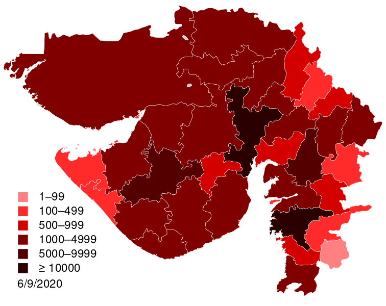 ملف:India Gujarat COVID-19 map.svg