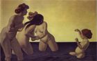 Three Women and a Little Girl Playing in the Water, 1907