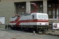 Beispiel für eine Probelokomotive: Der Prototyp 212 001 auf der Leipziger Frühjahrsmesse im Jahr 1982