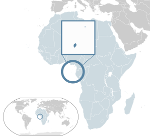 موقع  ساو تومي وپرنسيپي  (dark blue) – in Africa  (light blue & dark grey) – in the African Union  (light blue)