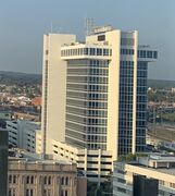 Park City Plaza - an 18-story modernist style building completed in 1973. Originally the headquarters for the State National Bank, it was designed by Palestinian born architect Victor Bisharat and built by the F.D. Rich Company of Stamford. [191]