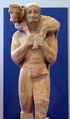 The Moschophoros or calf-bearer، ح. 570 ق.م.، أثينا، متحف أكروپوليس.