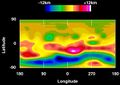 Elevation map of 4 Vesta, as determined from Hubble Space Telescope images of May 1996