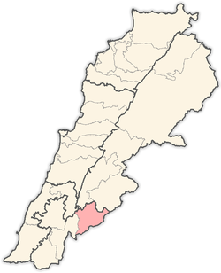 موقع قضاء حاصبيا في لبنان.