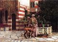 Fille maure dans un patio