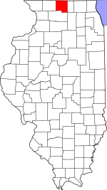 Map of Illinois highlighting Winnebago County