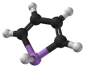 Ball-and-stick model of the arsole molecule