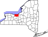 State map highlighting Wayne County
