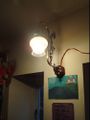 A three mantle gas lamp in modern use.