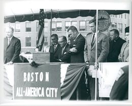 Ground breaking of new City Hall.Pictured: Governor Chub Peabody, Mayor John Collins, circa 1963-1965