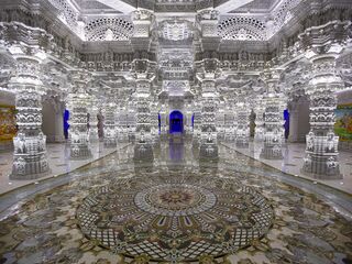 Swaminarayan Akshardham (Devnagari) in Robbinsville, Mercer County, inaugurated in 2014 as the world's largest Hindu temple[108]