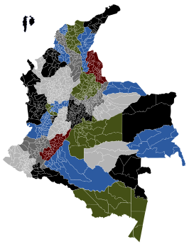 Departments of Colombia with البلديات