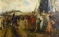 The Capitulation of Granada by F. Padilla: Muhammad XII before Ferdinand and Isabella.
