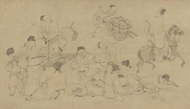 ملف:杜堇画古贤诗意卷局部 饮中八仙.jpg