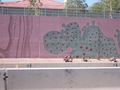 40-foot cacti decorate a sound/retaining wall in Scottsdale, AZ.