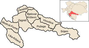 Map of counties of Croatia in 1886