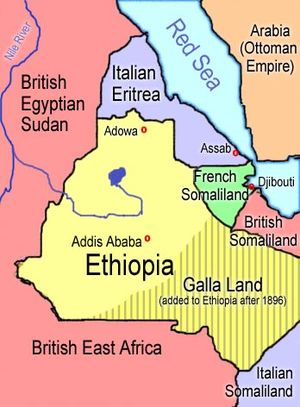 موقع أرض الصومال الفرنسي عام 1908