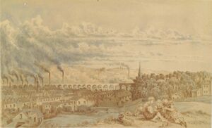 منظر طبيعي بالقرب من ليدز، رسم ماكس آيت، 1874.